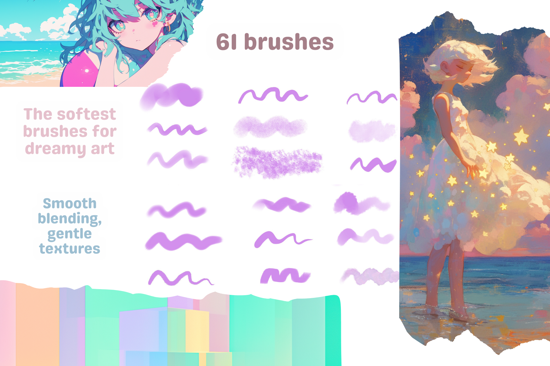 Soft Aesthetic Brush Pack – 61 Procreate Brushes for Art - Cozy Brushery