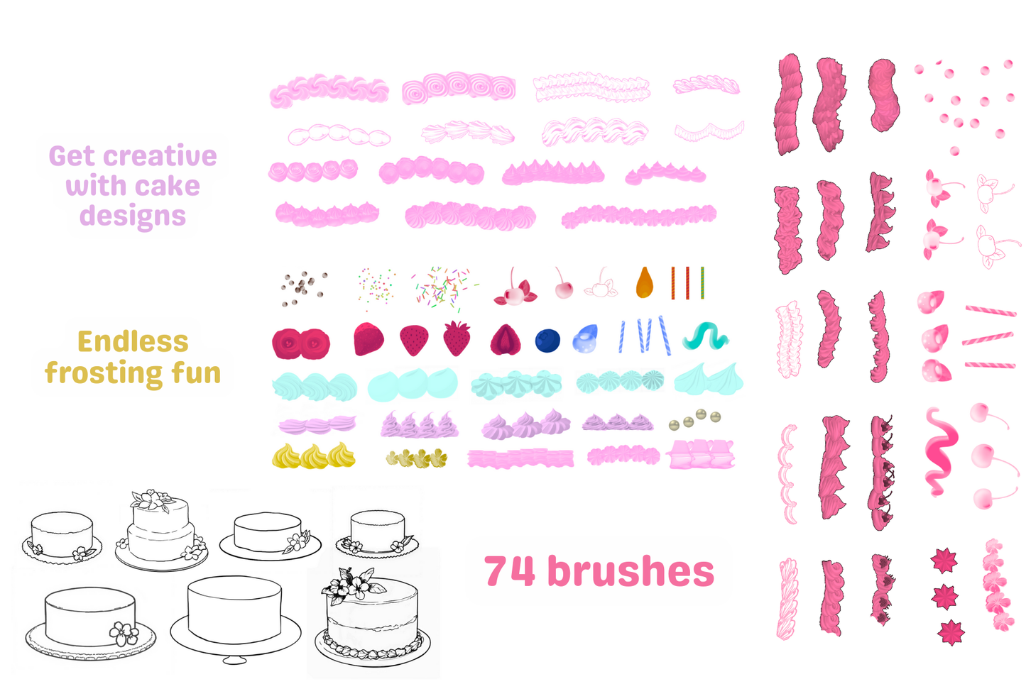 Sweet Frosting Fun – 74 Procreate Brushes for Cake Art - Cozy Brushery