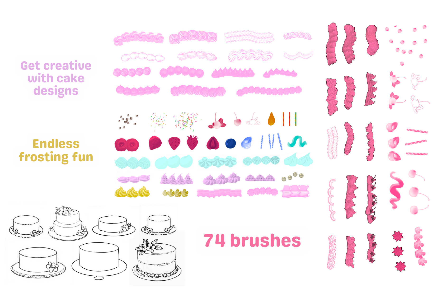 Sweet Frosting Fun – 74 Procreate Brushes for Cake Art - Cozy Brushery