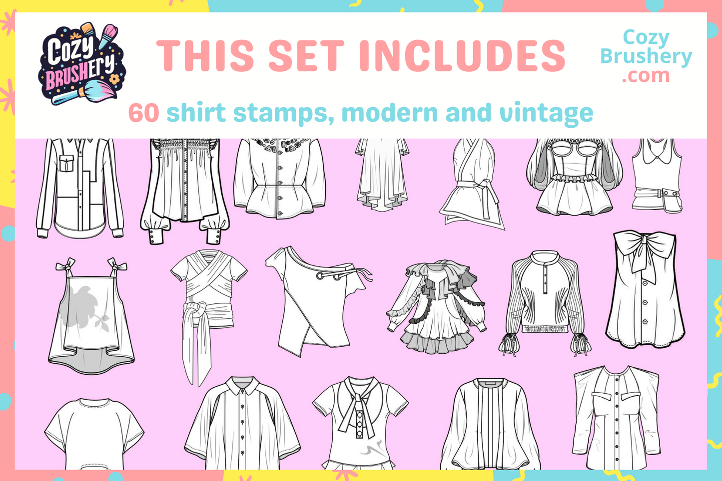 Ultimate Cute Female Fashion Stamp Mega Pack for Procreate - Cozy Brushery