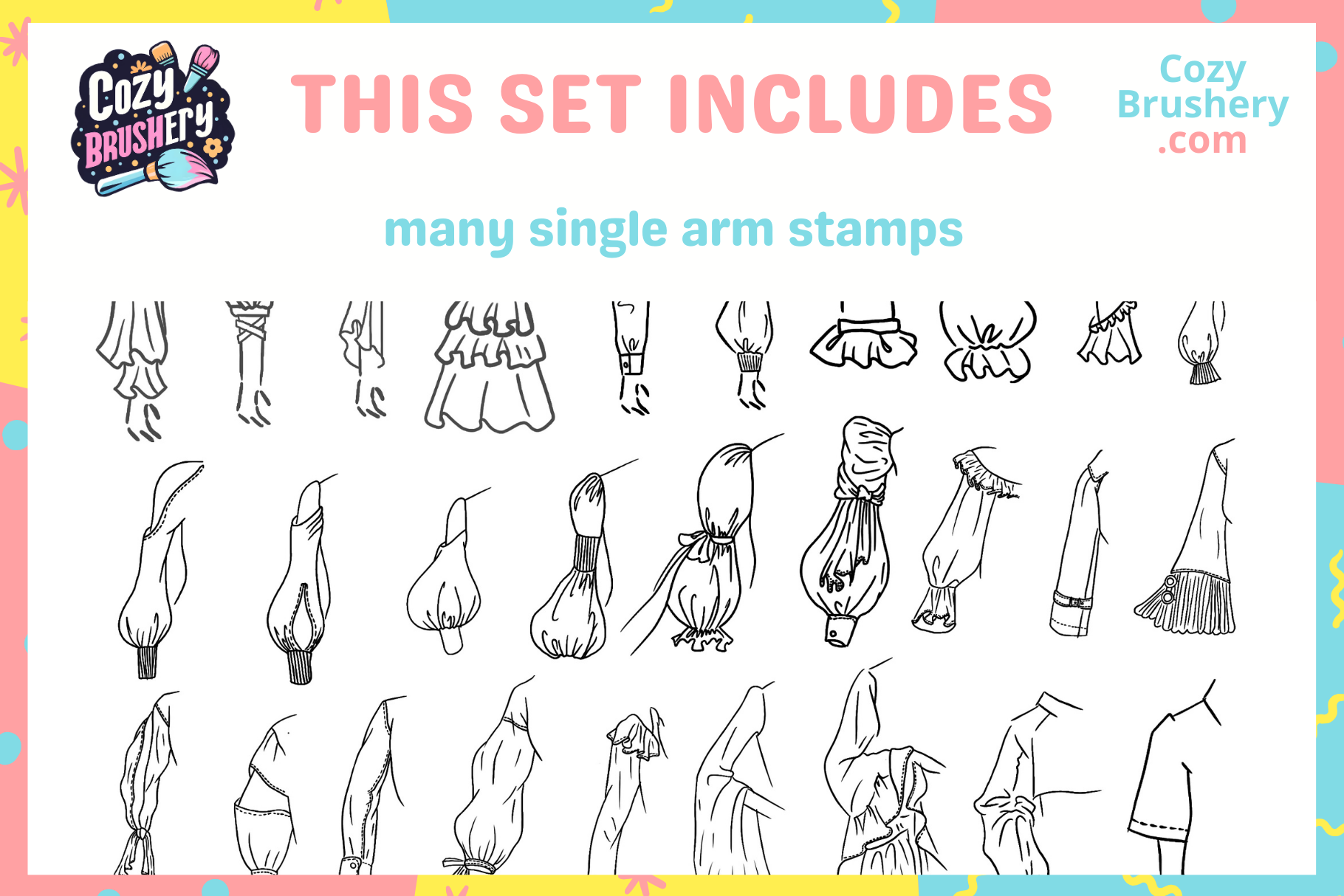 Ultimate Cute Female Fashion Stamp Mega Pack for Procreate - Cozy Brushery