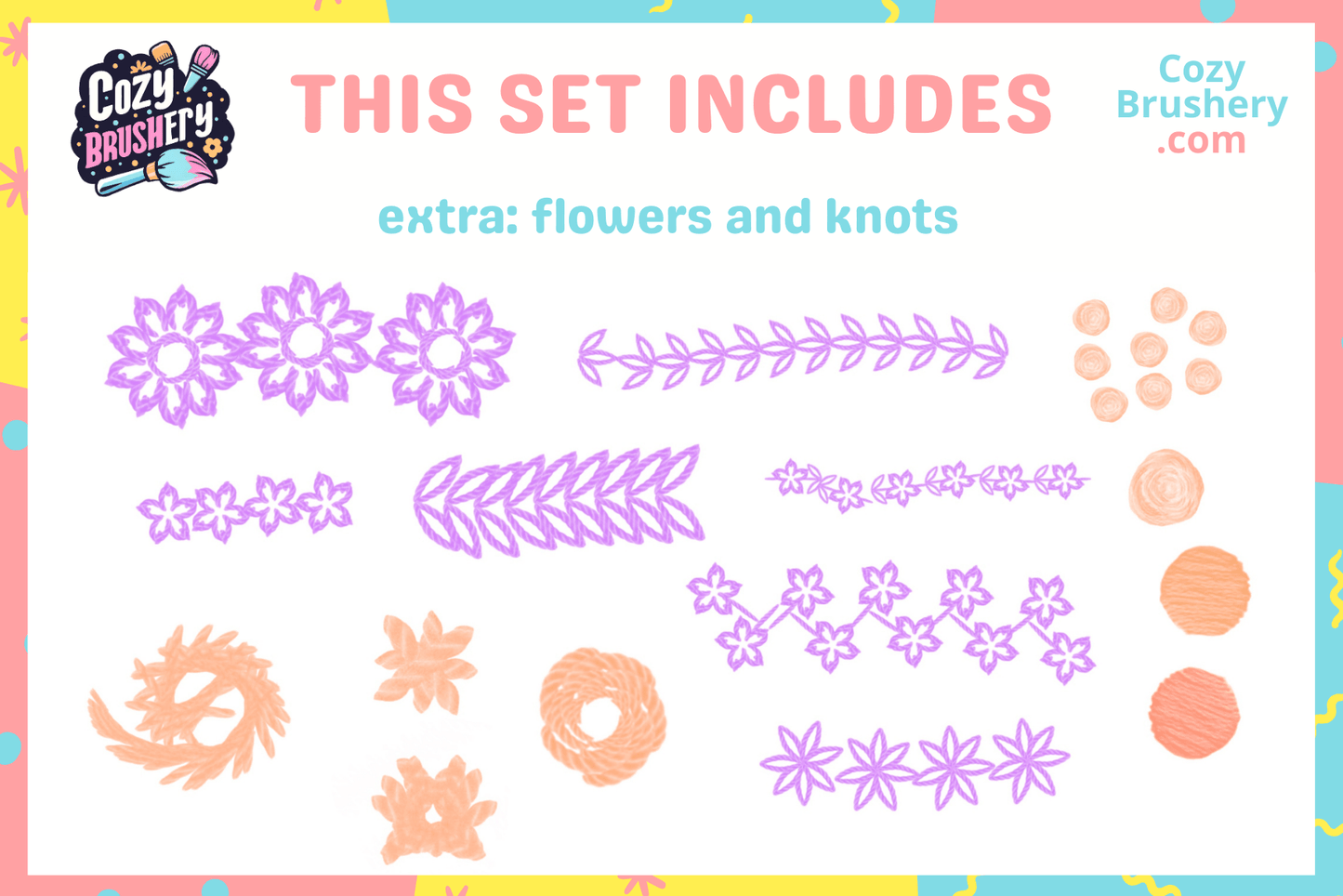Ultimate Embroidery Brush Set - 85 Procreate Brushes with Floral and Knot Textures, Stitch, Thread, Sewing - Cozy Brushery