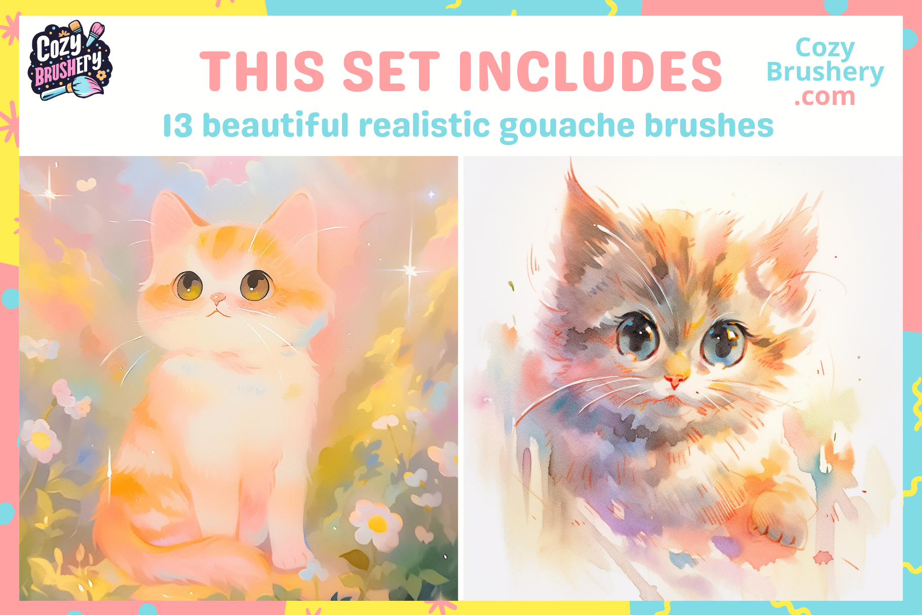 Ultimate Gouache Brush Set for Procreate 13 Brushes - Cozy Brushery