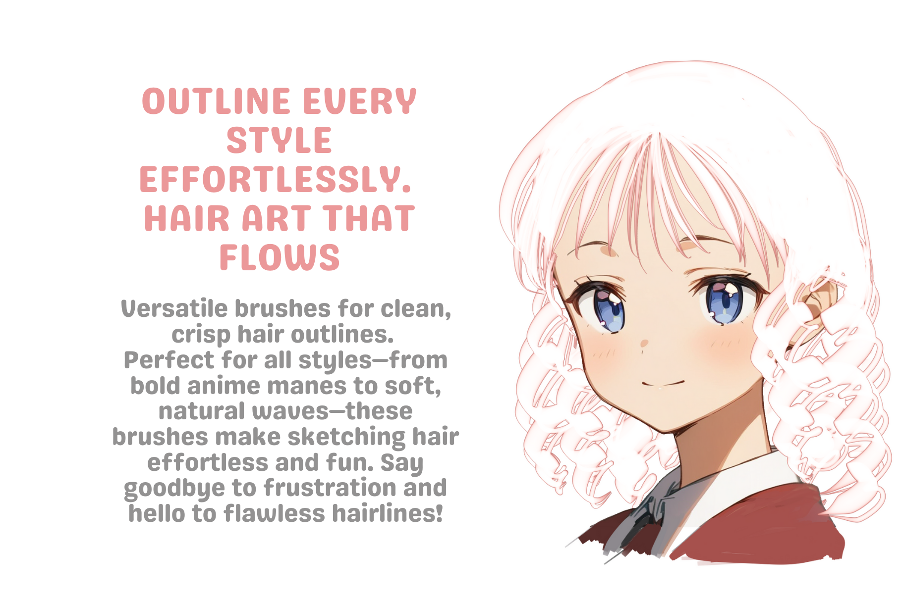 Ultimate Hair Outline Set – 7 Procreate Brushes for Art - Cozy Brushery