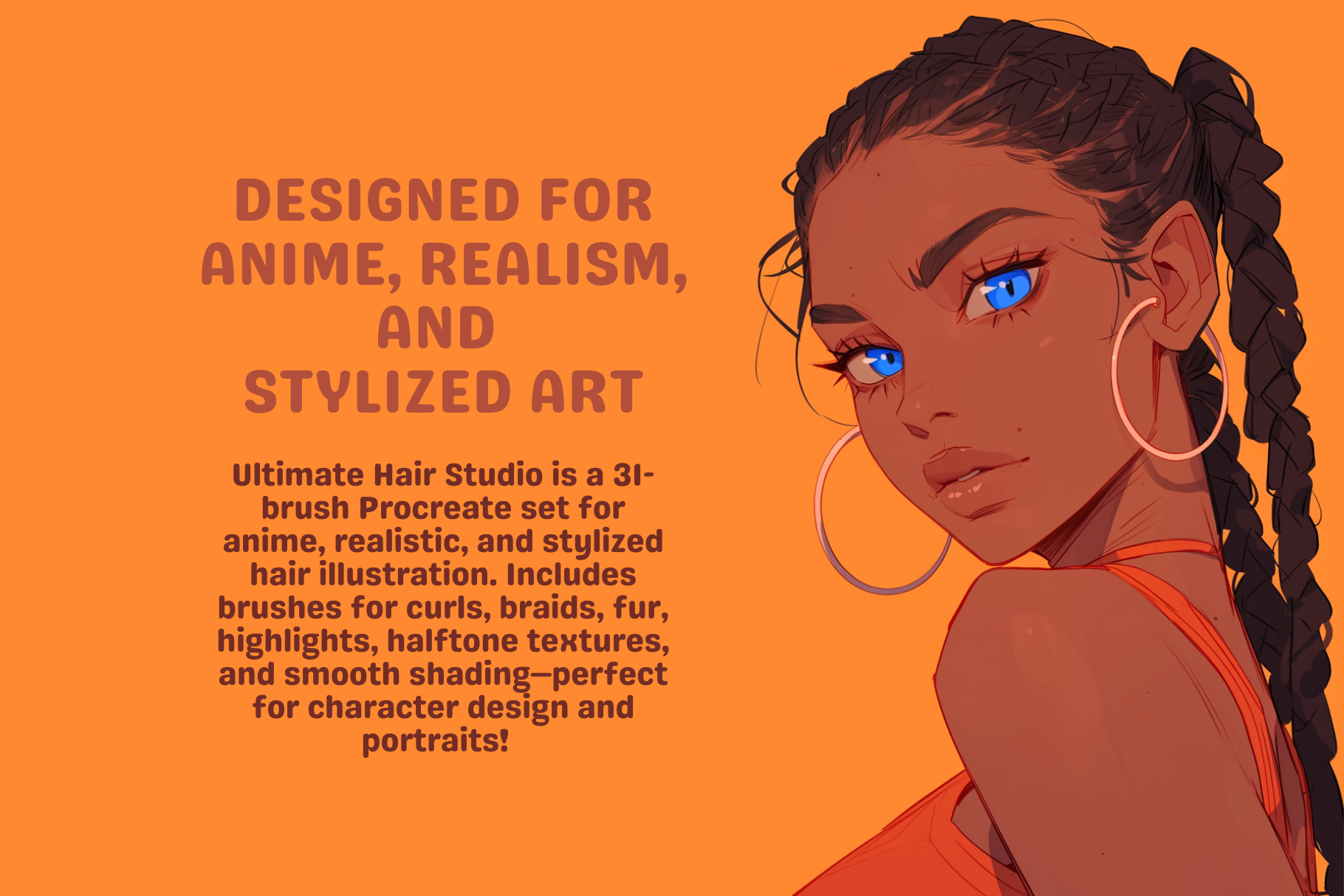 Ultimate Hair Studio – 31 Procreate Brushes for Anime, Manga & Realistic Hair Art - Cozy Brushery