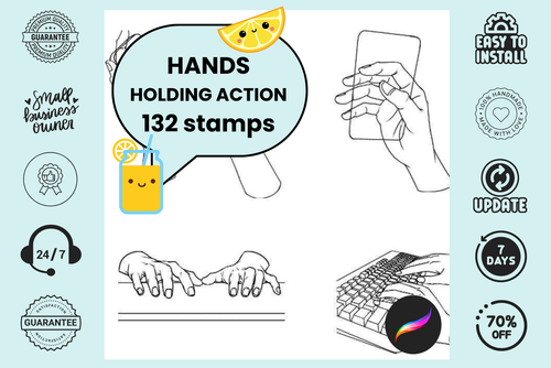 Ultimate Hands in Action Pack – 132 Procreate Stamps - Cozy Brushery