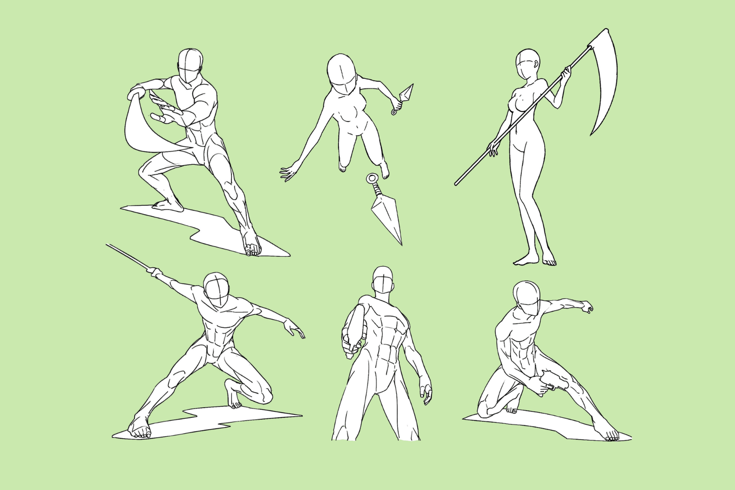 Ultimate Weapon Poses – 172 Procreate Stamps for Artists - Cozy Brushery