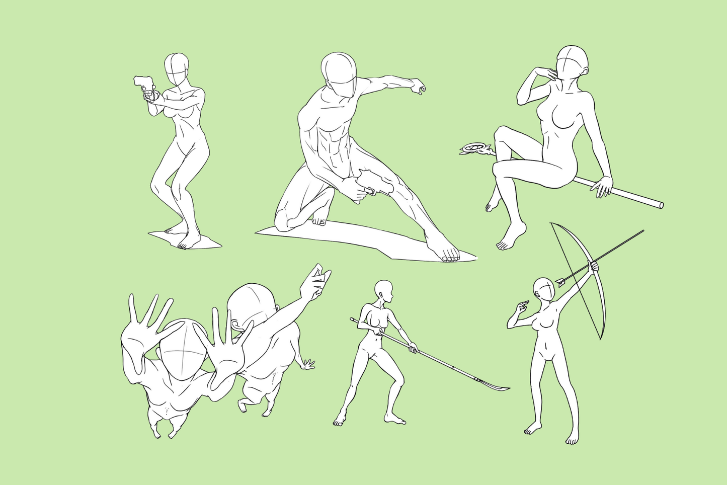 Ultimate Weapon Poses – 172 Procreate Stamps for Artists - Cozy Brushery