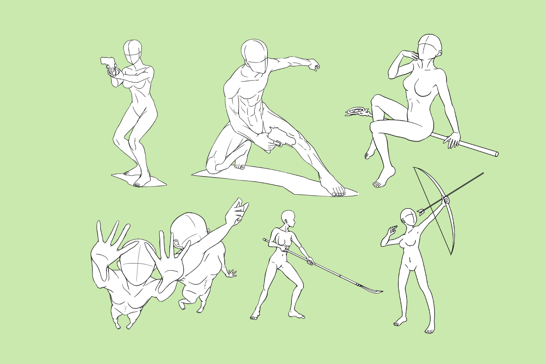 Ultimate Weapon Poses – 172 Procreate Stamps for Artists - Cozy Brushery