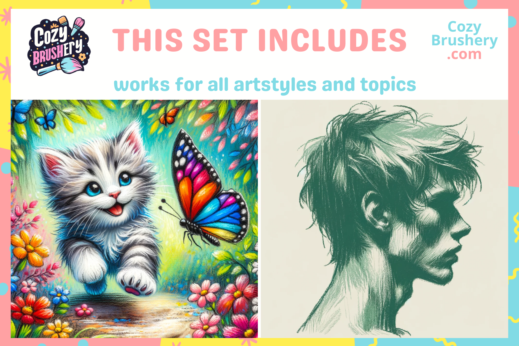 Versatile Crayon Brush Set - 55 Procreate Textures - Cozy Brushery