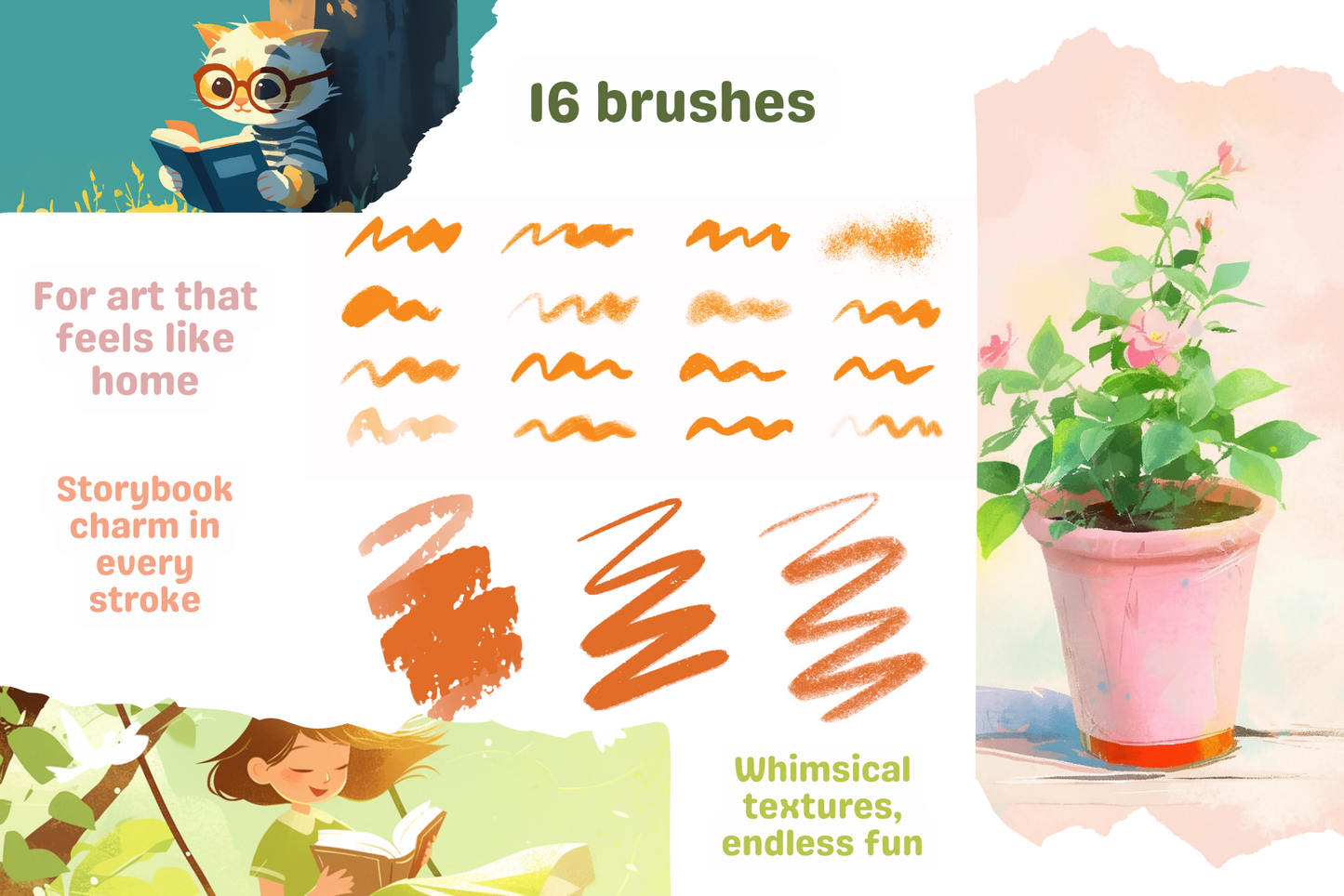 Whimsical Chalk Set – 16 Procreate Brushes for Art - Cozy Brushery