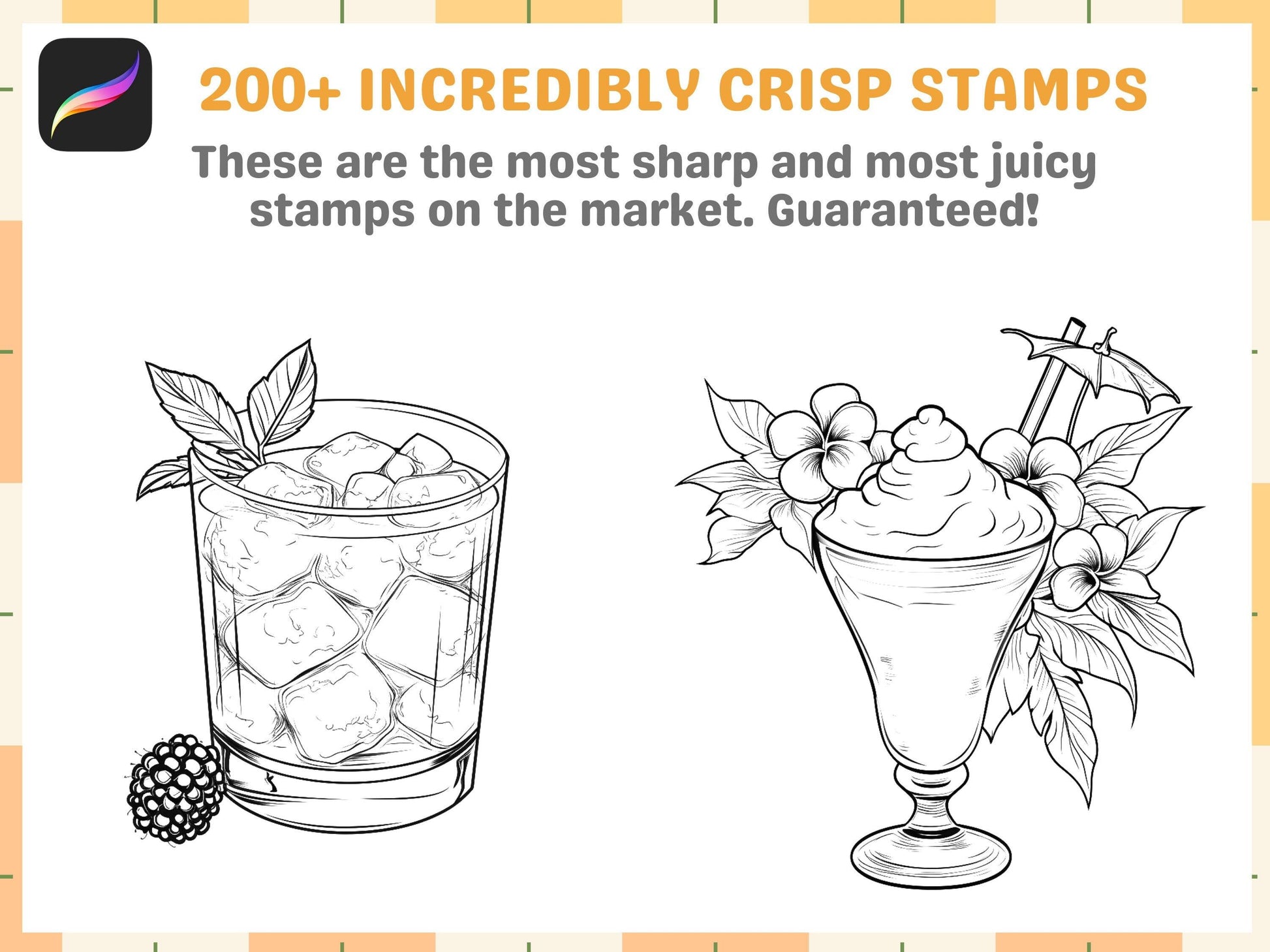 200+ Procreate Cocktail Stamps, Vibrant Drink Brushes for Procreate, Mixology Art Digital Download - Cozy Brushery