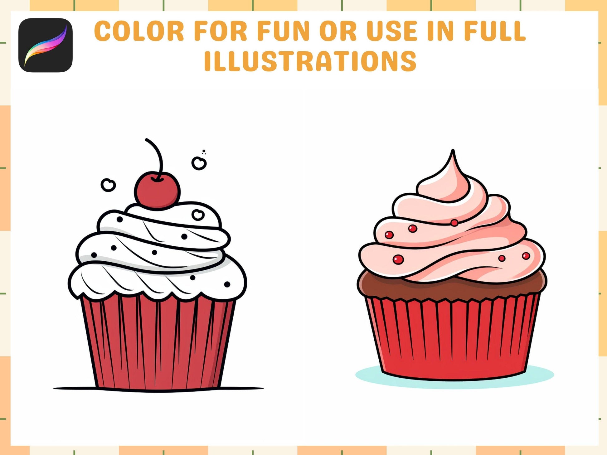 200+ Procreate Cupcake Stamps, Sweet Dessert Brushes for Delicious Digital Art, Instant Download - Cozy Brushery