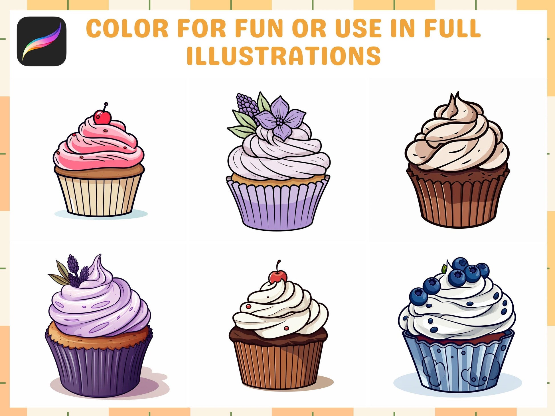 200+ Procreate Cupcake Stamps, Sweet Dessert Brushes for Delicious Digital Art, Instant Download - Cozy Brushery