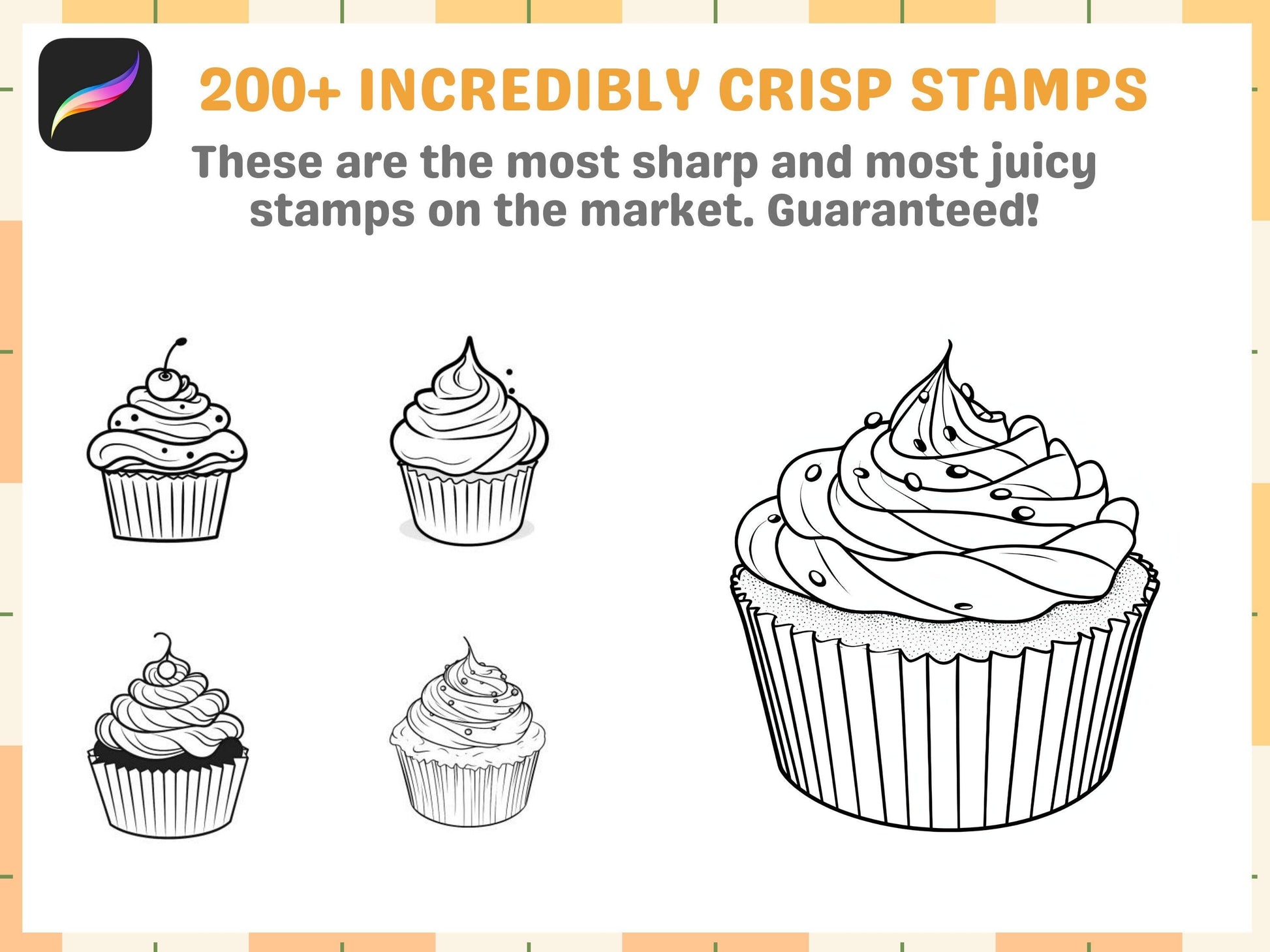 200+ Procreate Cupcake Stamps, Sweet Dessert Brushes for Delicious Digital Art, Instant Download - Cozy Brushery