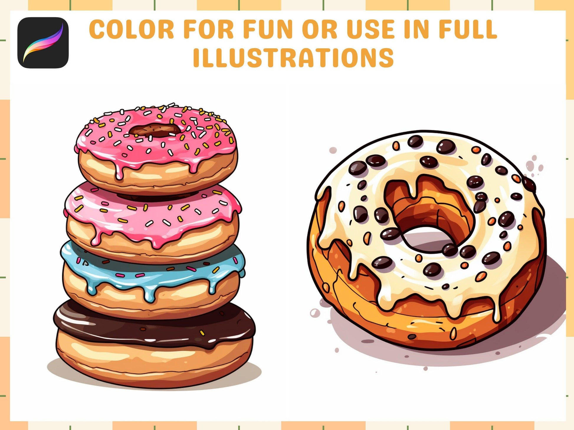 200+ Procreate Donut Stamps, Sweet Dessert Brushes for Digital Art, Creative Bakery Themes Download - Cozy Brushery