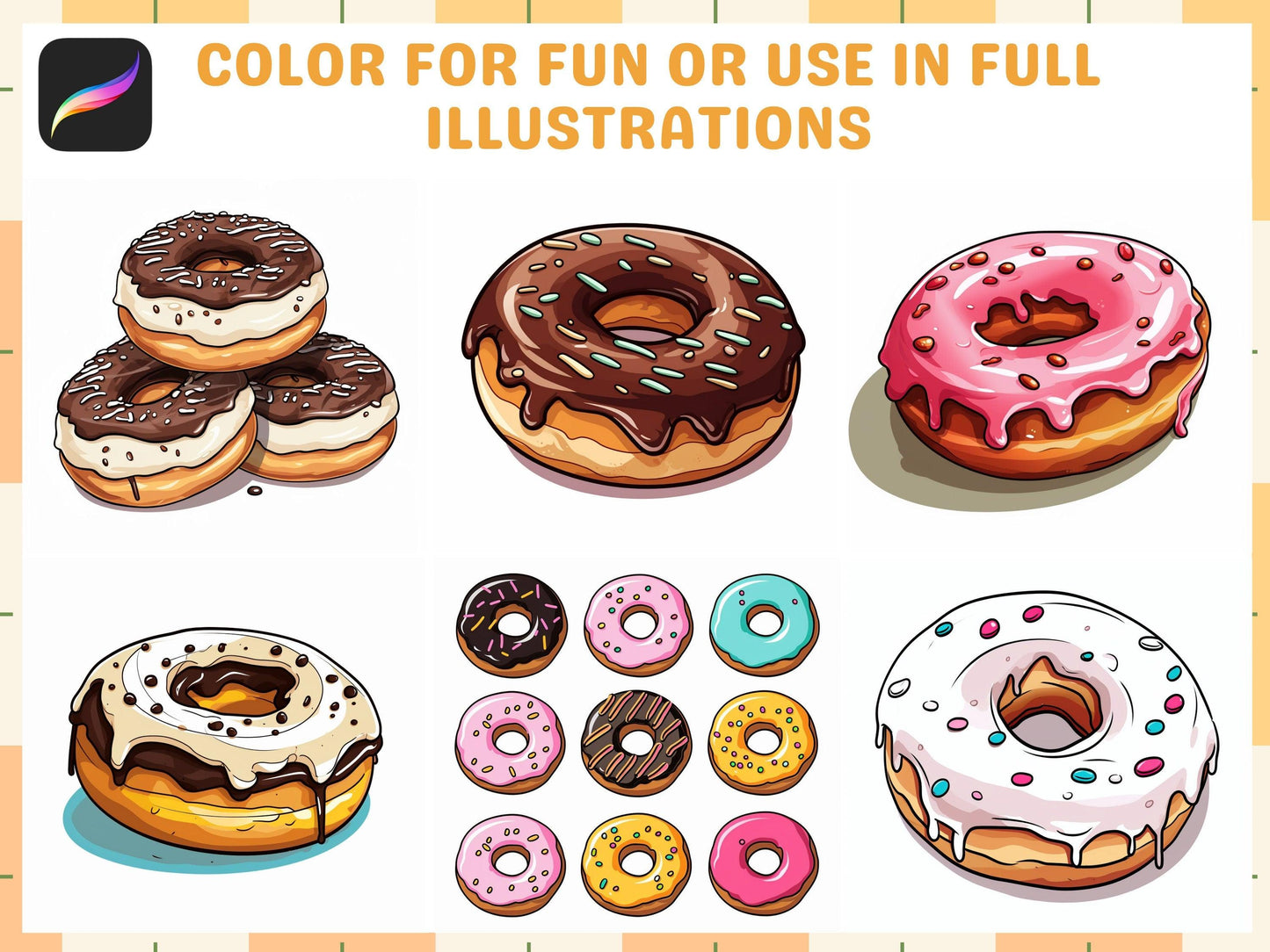 200+ Procreate Donut Stamps, Sweet Dessert Brushes for Digital Art, Creative Bakery Themes Download - Cozy Brushery