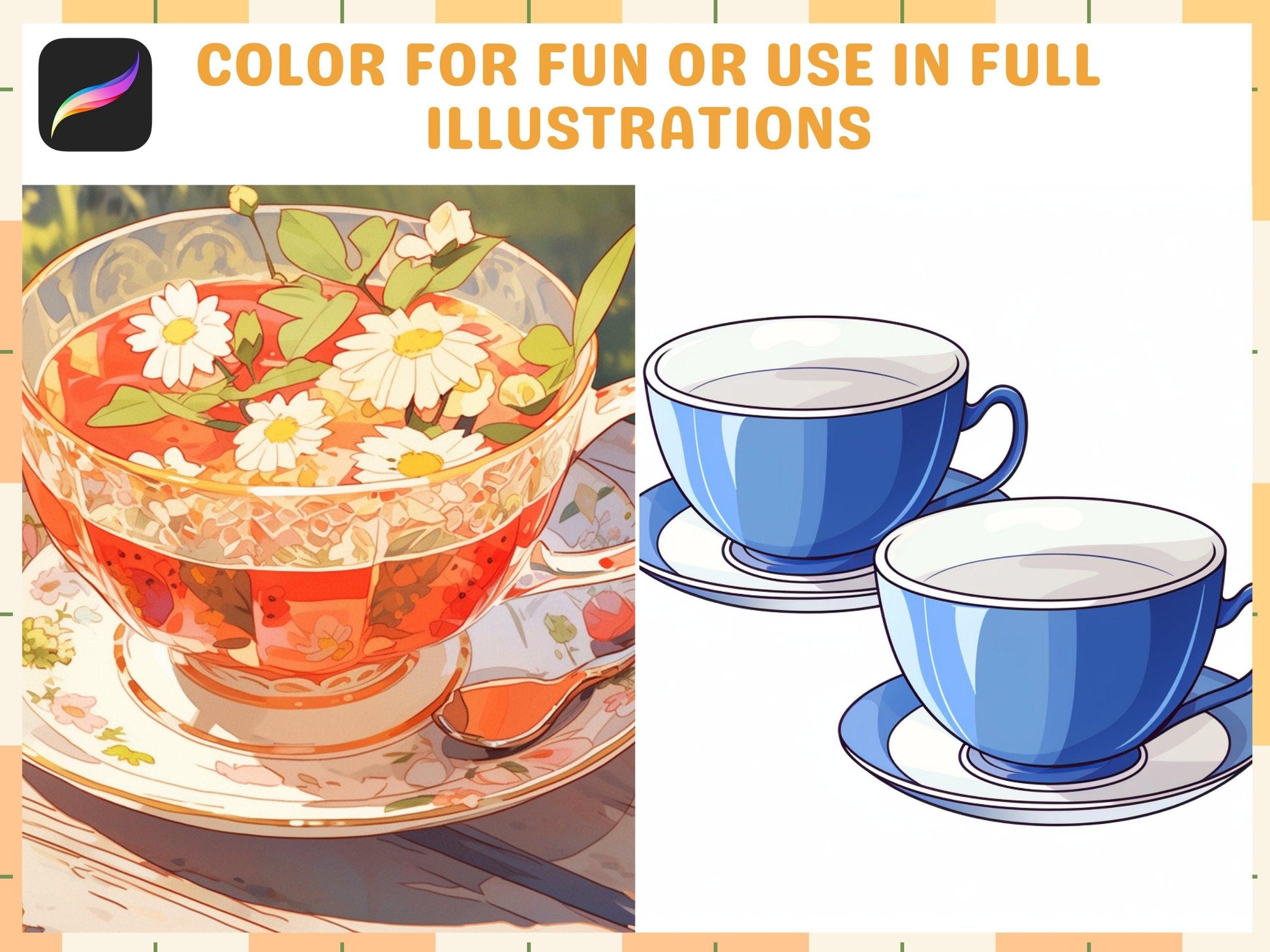 200+ Procreate Tea Cup Stamps, Vintage and Modern Tea Cups Brushes for Procreate, Instant Digital Download - Cozy Brushery