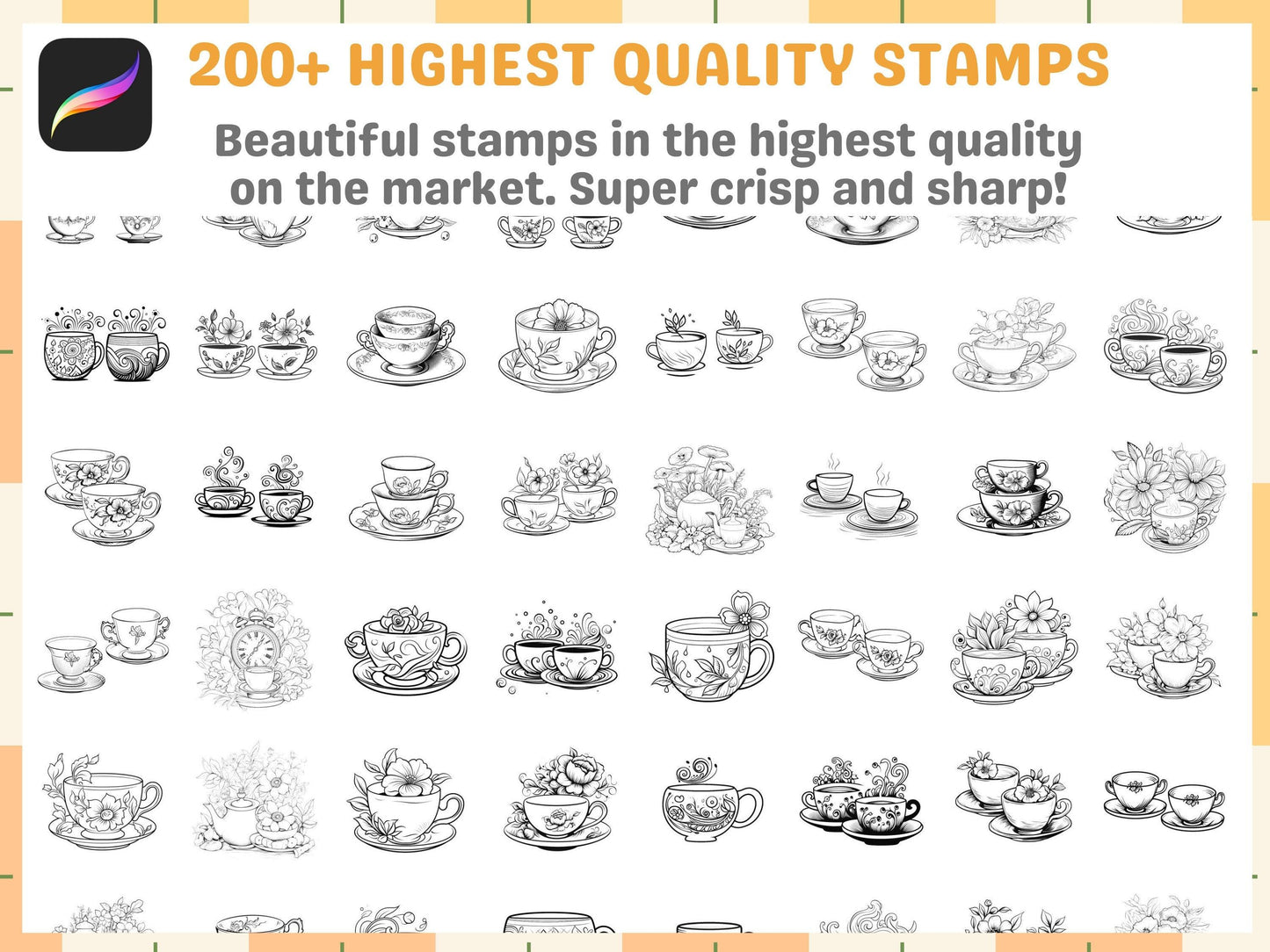 200+ Procreate Tea Cup Stamps, Vintage and Modern Tea Cups Brushes for Procreate, Instant Digital Download - Cozy Brushery