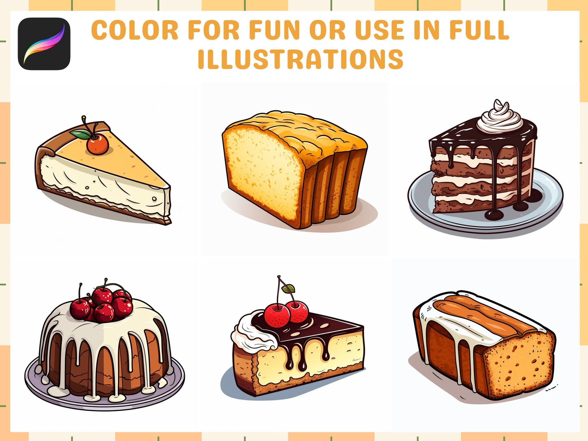 200+ Procreate Cake Brushes, All Kinds of Cakes Stamps for Delicious Art Creations, Instant Download - Cozy Brushery