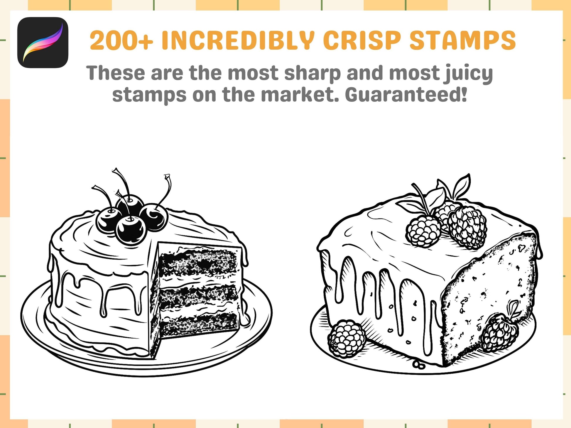 200+ Procreate Cake Brushes, All Kinds of Cakes Stamps for Delicious Art Creations, Instant Download - Cozy Brushery