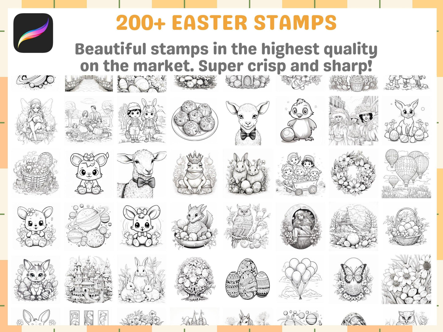 200+ Procreate Easter Themed Stamps, Festive Easter Brushes for Joyful Digital Art, Instant Download - Cozy Brushery