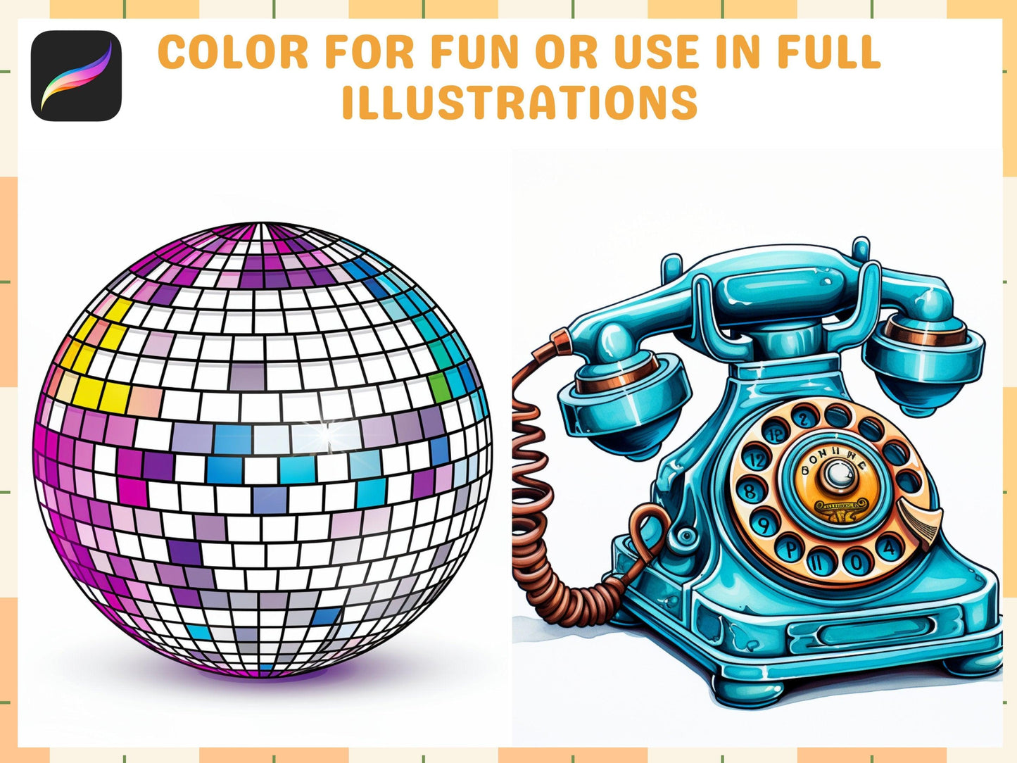 200+ Procreate Retro Items Themed Stamps, Vintage-Inspired Brushes for Nostalgic Digital Art, Instant Download - Cozy Brushery