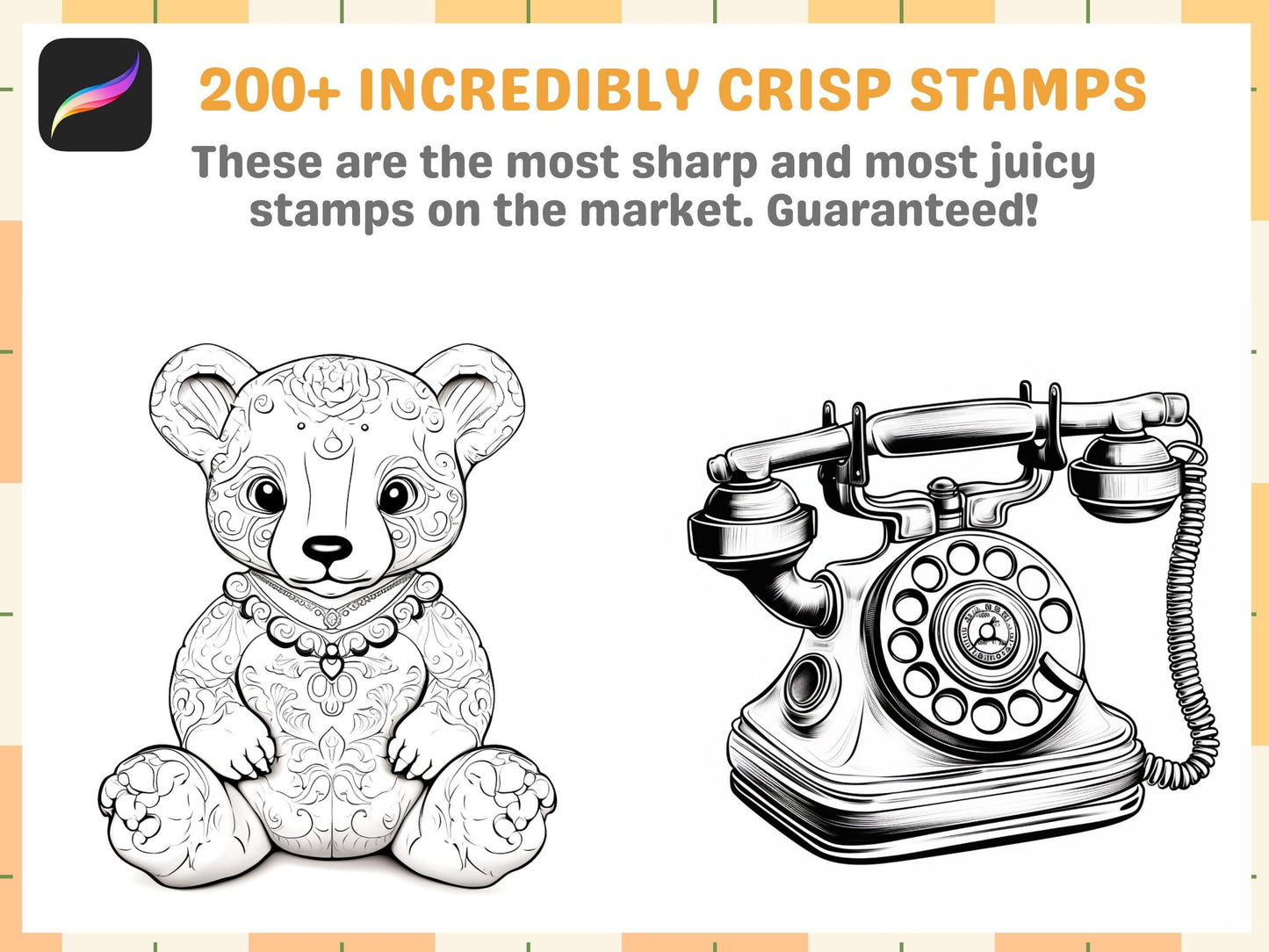 200+ Procreate Retro Items Themed Stamps, Vintage-Inspired Brushes for Nostalgic Digital Art, Instant Download - Cozy Brushery