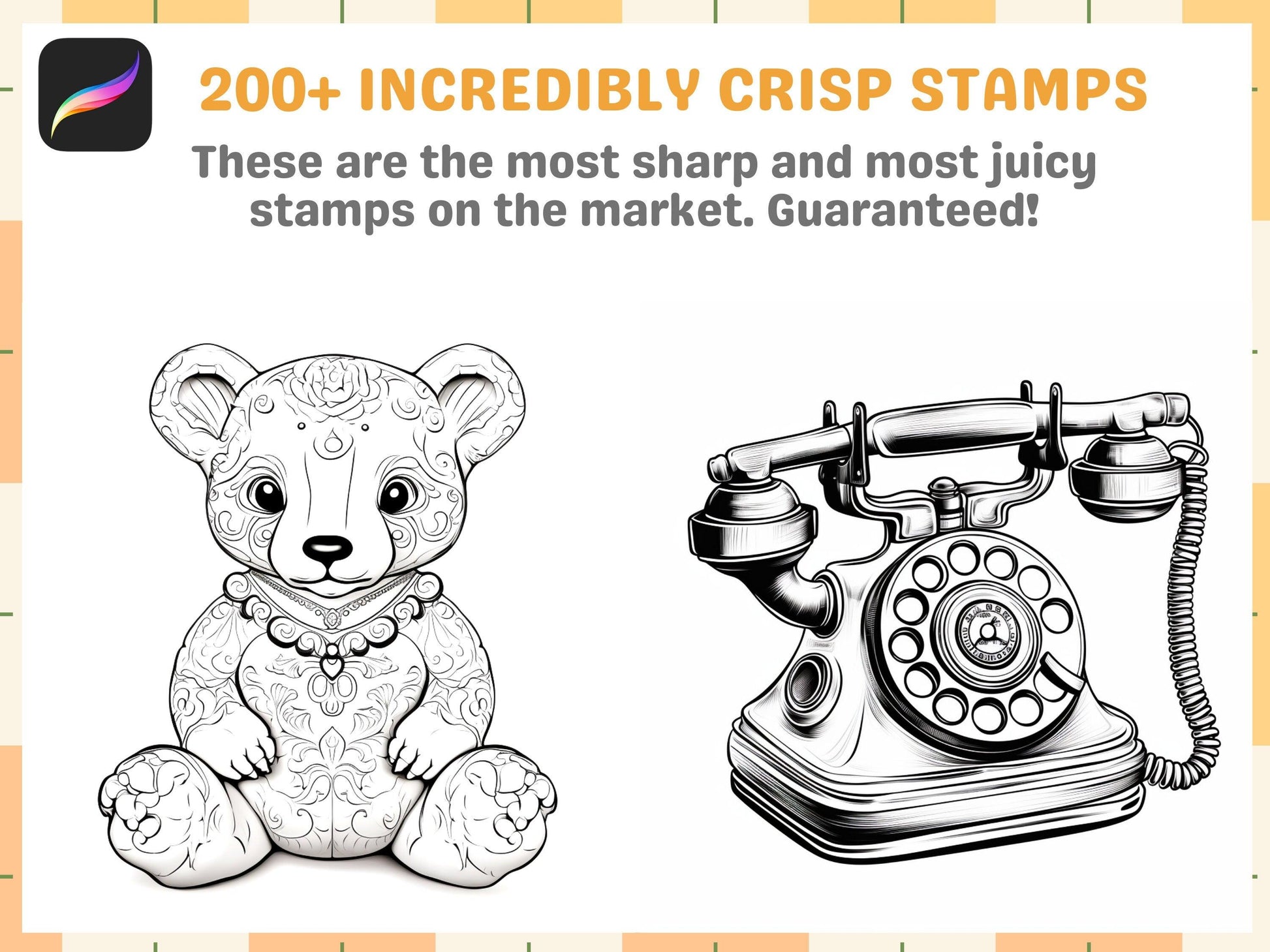 200+ Procreate Retro Items Themed Stamps, Vintage-Inspired Brushes for Nostalgic Digital Art, Instant Download - Cozy Brushery