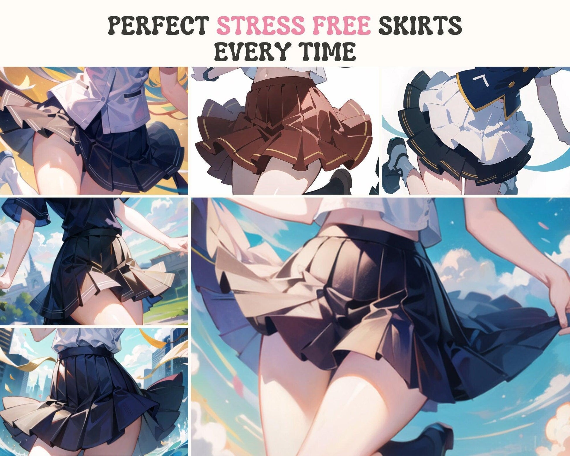 30 Procreate Anime clothes Stamps - Skirt stamp - pleated - for Anime, Manga, for Illustration Character Design Digital Art Reference - Cozy Brushery