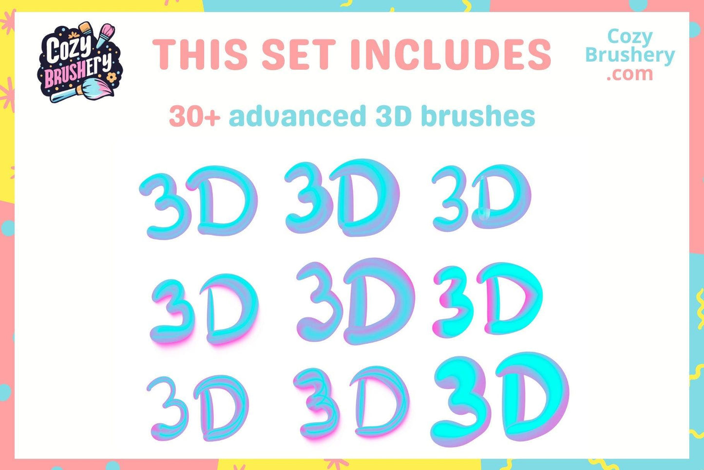 Advanced 3D Lettering Brushes for Procreate - Create Stunning 3D Effects Easily - Cozy Brushery