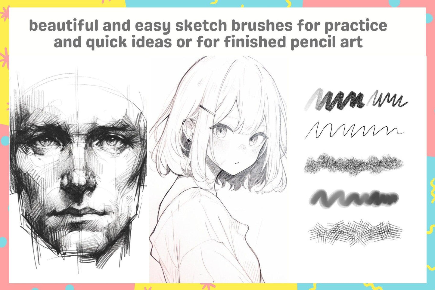 Essential Easy Procreate Beginner Brush Pack - 53 Brushes for Characters & Backgrounds for Anime, Manga, Comic, Realism, Watercolor, Gouache - Cozy Brushery