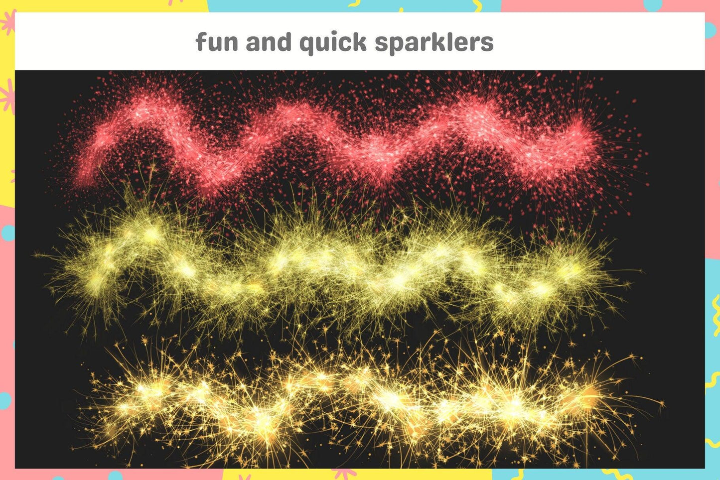 New Year Celebration Party Procreate Brush Pack - Sparklers, Confetti, Fireworks, Christmas Lights, 13 Brushes - Cozy Brushery