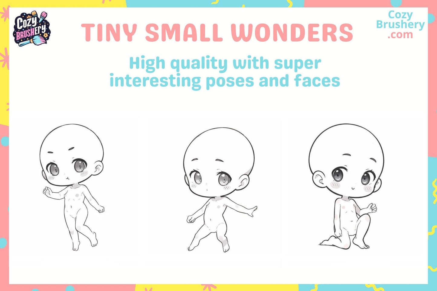 Procreate Chibi Body Template Stamps Brushes: 100 Cute Adorable and Versatile Designs for All Genders - Cozy Brushery