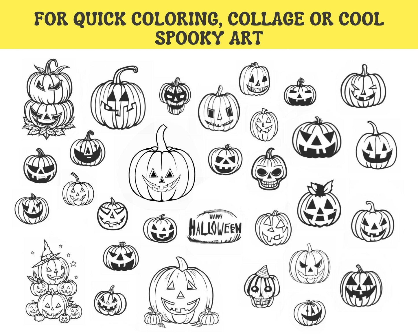 Procreate Halloween Brushes - Cute little pumpkin stamps - Scary spooky Tattoo Reference - Cozy Brushery