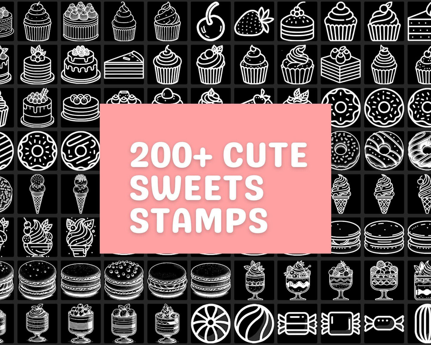 Sweet dessert factory, Procreate Food Brushes, Cakes, Cookies, Icecream, Lollipop, Parfait, Macarons, Donuts - Cozy Brushery