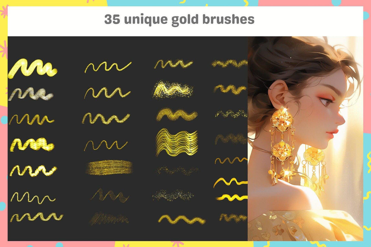 Ultimate Gold Brush Collection for Procreate - 35 Realistic Textured Brushes for All Art Styles - Cozy Brushery