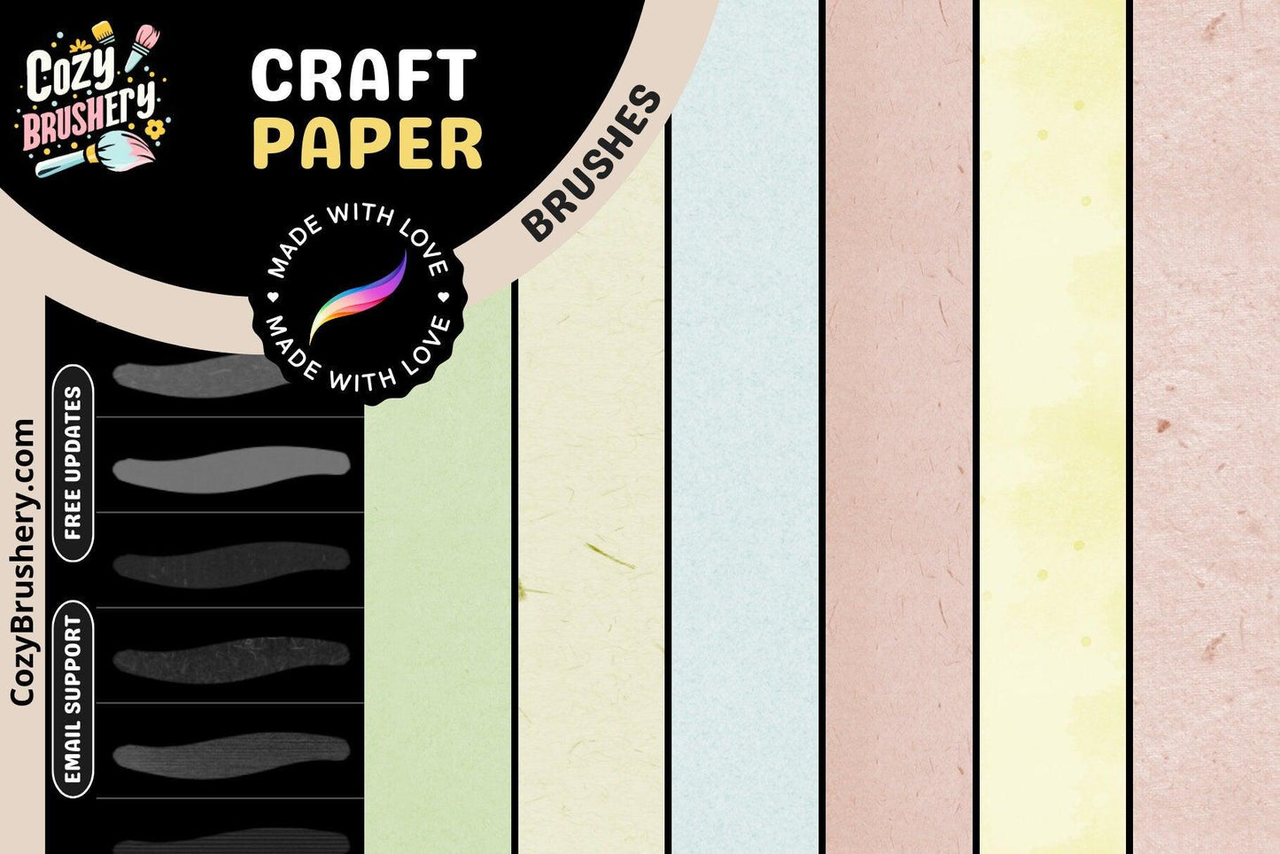 Ultimate Paper Texture Procreate Brush Set - 28 Realistic Textures for Scrapbooking & Watercolor - Cozy Brushery