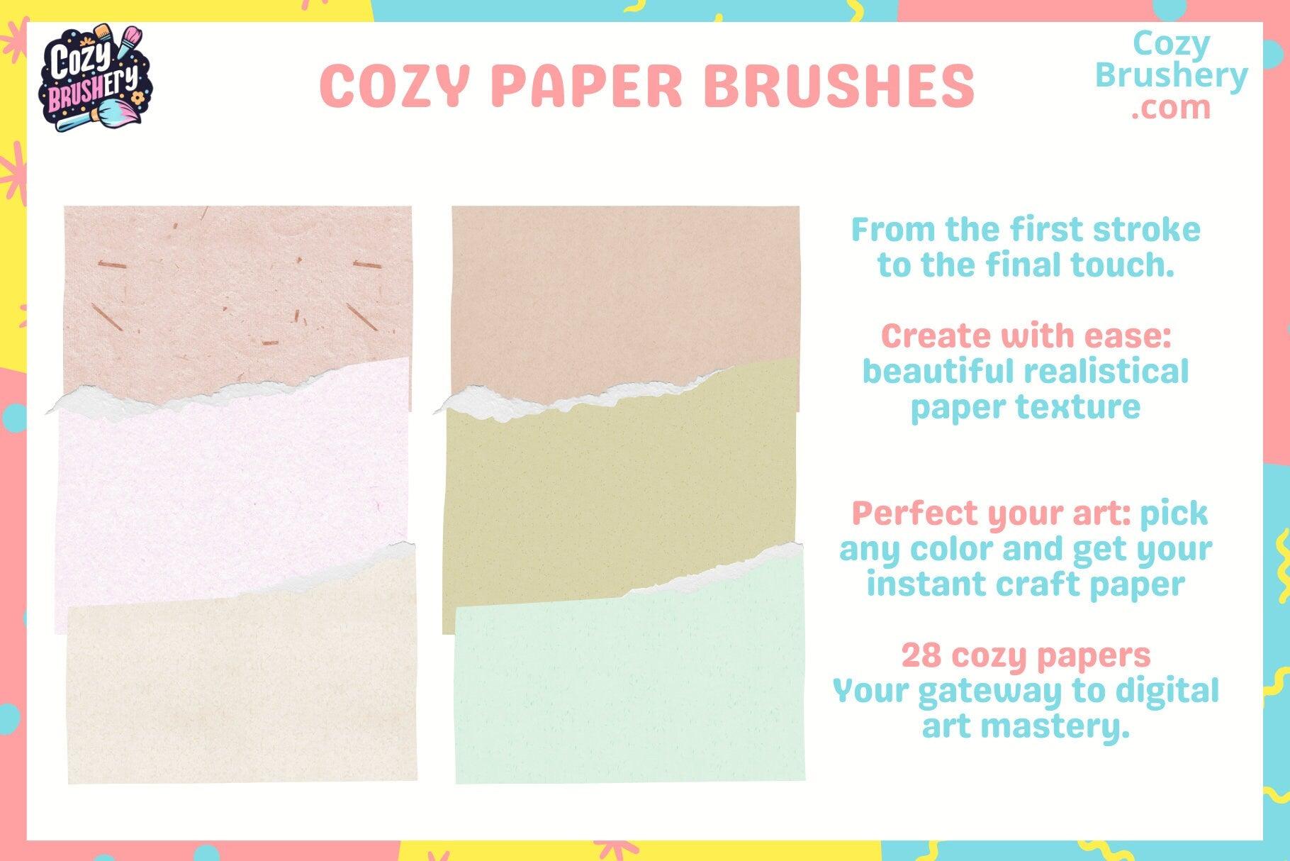 Ultimate Paper Texture Procreate Brush Set - 28 Realistic Textures for Scrapbooking & Watercolor - Cozy Brushery