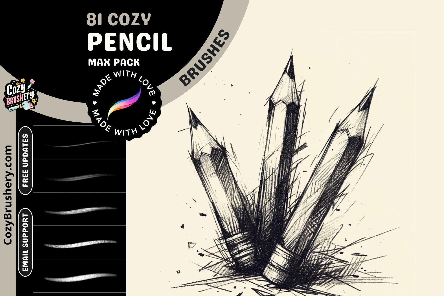 Ultimate Pencil Paper Texture Brushes for Procreate - Sketch, Hatching, Lineart, 81 Brushes, 28 Textures, 24 Papers, Sketching Essentials - Cozy Brushery