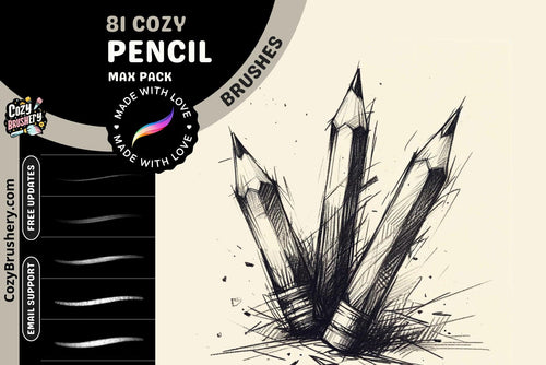 Ultimate Pencil Paper Texture Brushes for Procreate - Sketch, Hatching, Lineart, 81 Brushes, 28 Textures, 24 Papers, Sketching Essentials - Cozy Brushery
