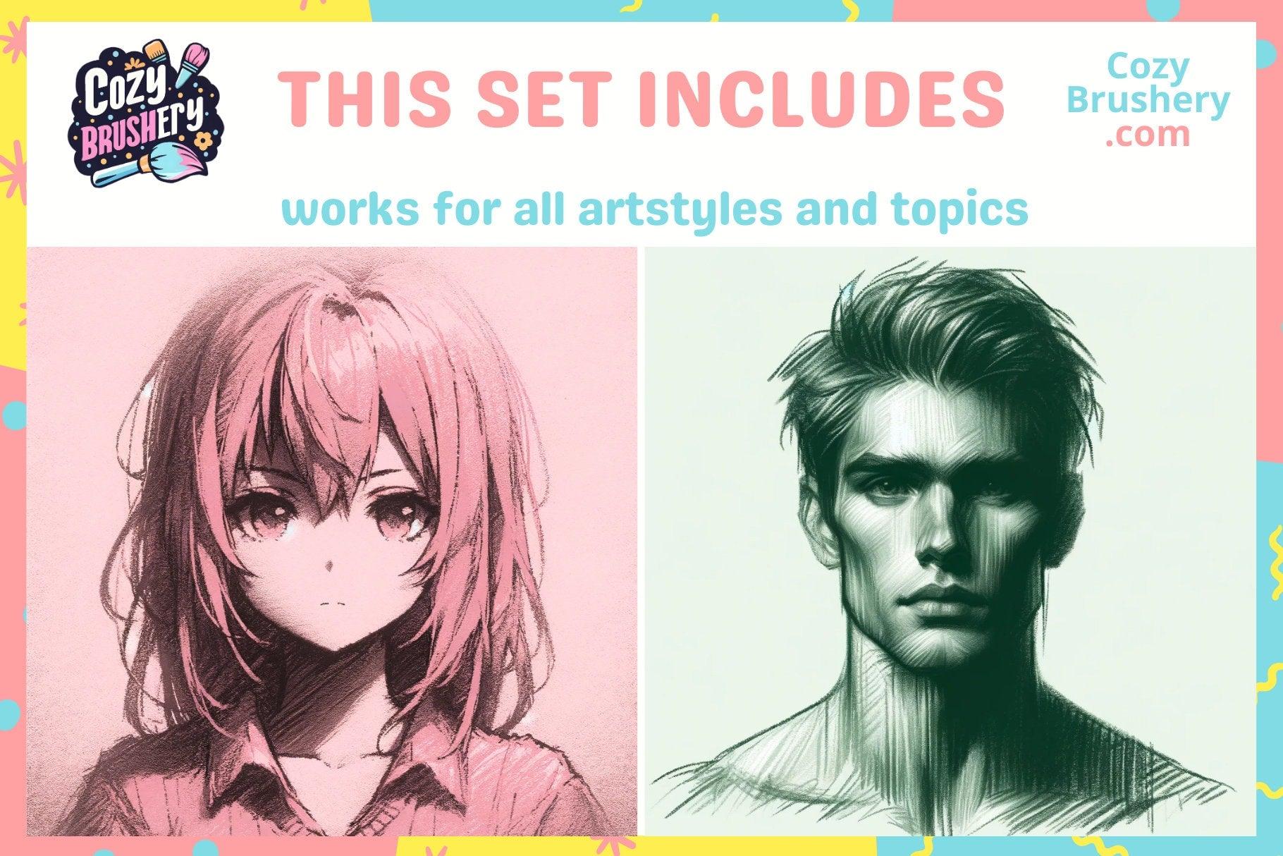 Versatile Crayon Brush Set - 55 Procreate Crayon Textures for All Art Styles, Oil Pastels, Chalky, Wax - Cozy Brushery