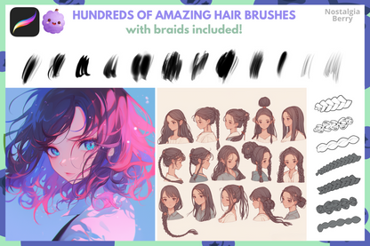 Procreate Brushes: Ultimate Anime and Manga Collection, 3500+ Brushes for Nature, Anatomy, Hair, Chibi, Textures, and Effects