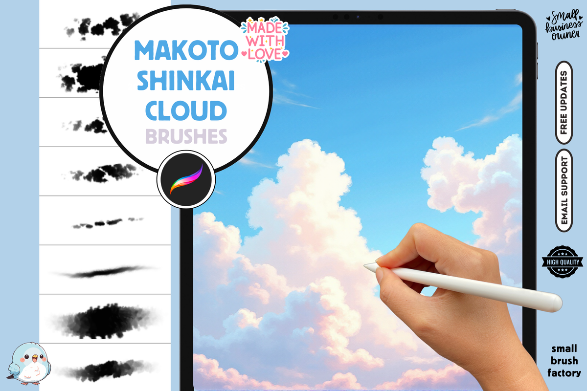 Procreate Brushes: Sky Dreamscape Collection, 24 Majestic Makoto Shinkai Style Cloud Brushes for Anime and Ghibli-Inspired Art