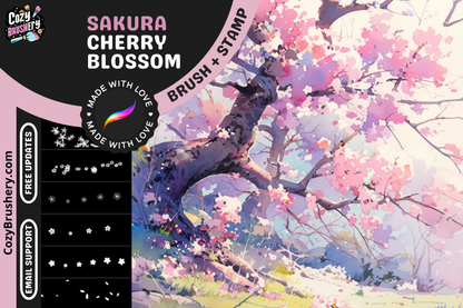 Procreate Brushes: Sakura Cherry Blossom Bliss, 64 Enchanting Petal and Flower Brushes and Stamps for Dreamy Artworks