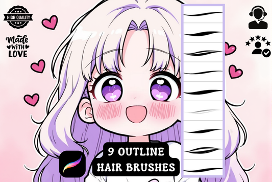 Procreate Brushes: Anime Ink Essentials, 9 Outline Brushes for Anime, Manga, and Comic Art