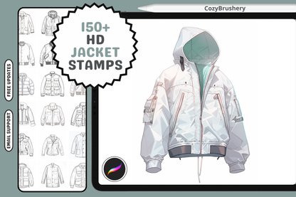 Procreate Ultimate Jacket Stamp Collection: High-Quality Stamps for Fashion Illustration - Bomber, Denim, Leather, Coat, Puffer and More