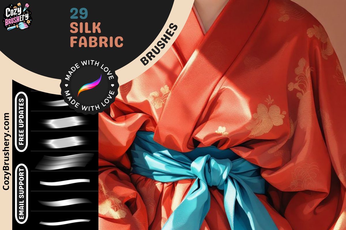 Procreate Brushes: Silk Spectacle, 29 Luxurious Silk Fabric Brushes for Realistic Textures, Ideal for Fashion Design and Luxe Art Creations