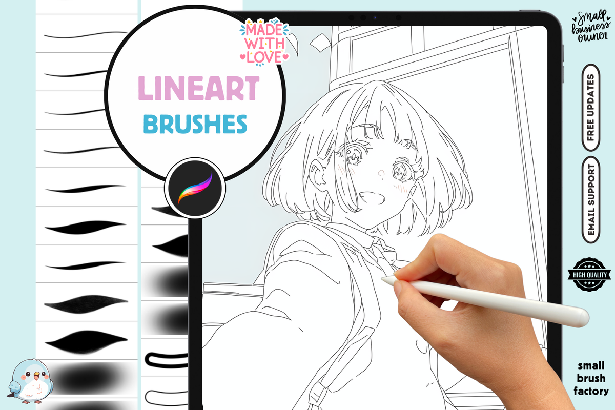 Procreate Brushes: Anime and Manga Pencil Perfection, 15 Brushes for Pencil and Lineart