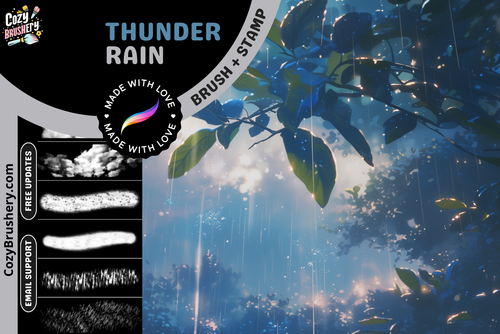 Thunderstorm Symphony: Ultimate Rain & Thunder Procreate Brush Set, Window and Ground Effects